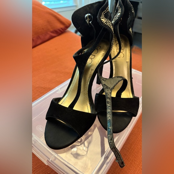 BCBG Black and Gold Studded Heels - Picture 7 of 7